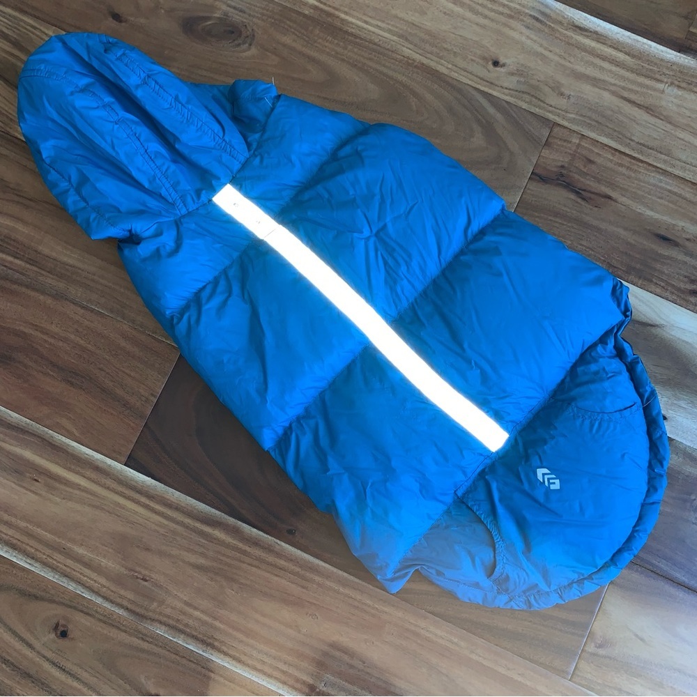Free Country Down Blue Hooded Reflective Large Dog Coat Jacket L - Picture 9 of 10